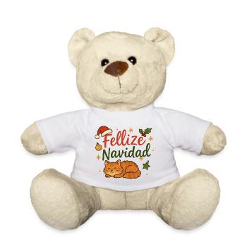 Fellize Navidad – Funny Cat Christmas Design - Teddy Bear - white - Front