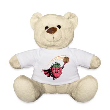 Erdbeere Superheld Tennis Smash mit Schläger - Teddy - Weiß - Vorne
