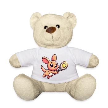 Kangaroo playing tennis with racket and ball - Teddy Bear - white - Front
