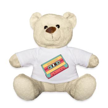 Bunte Retro Kassette aus den 80er Jahren - Teddy - Weiß - Vorne