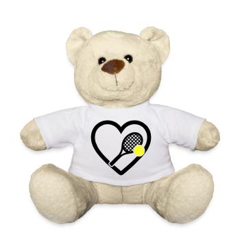 Tennis Heart Racket Ball Sport Passion - Teddy Bear - white - Front