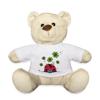 Coccinelle avec trèfle porte-bonheur - Nounours - blanc - Devant