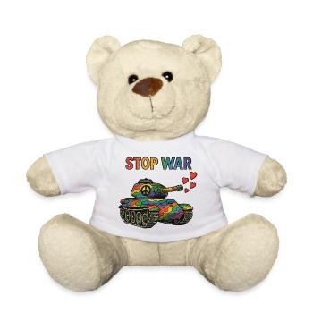 Char arc-en-ciel avec signe de paix – STOP WAR - Nounours - blanc - Devant