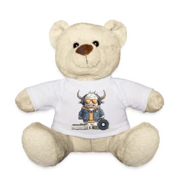 Stier DJ mit Kopfhörer - Teddy - Weiß - Vorne
