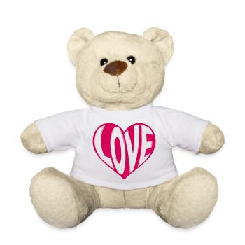 Herz Love im Neon-Stil, Valentinstag, Liebe - Teddy - Weiß - Vorne