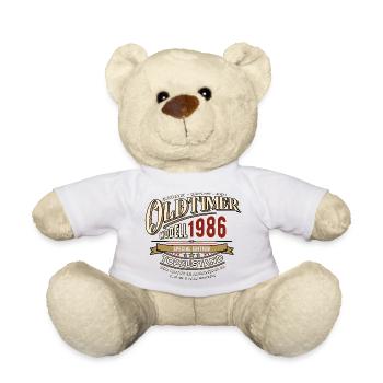 Oldtimer Modell 1986 | Geburtstag Geschenk - Teddy - Weiß - Vorne