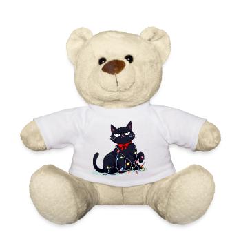 Lustige grimmige Katze Weihnachten  - Teddy - Weiß - Vorne