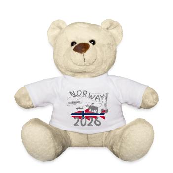 Norway 2026 Salmon with Mountains and Moose Fishing - Teddy Bear - white - Front