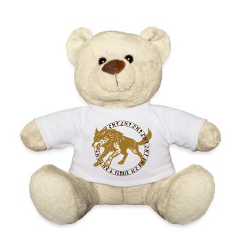 Golden Fenrir in the Viking Rune Circle - Teddy Bear - white - Front