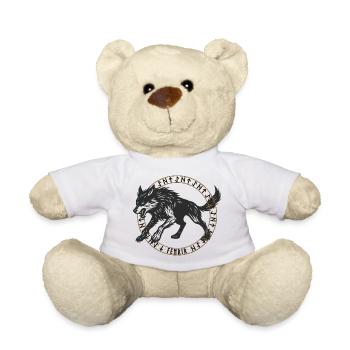 Fenrir in the Viking Rune Circle - Teddy Bear - white - Front