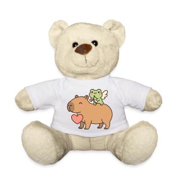 Capybara & Amor-Frosch – Süßes Valentinsmotiv - Teddy - Weiß - Vorne