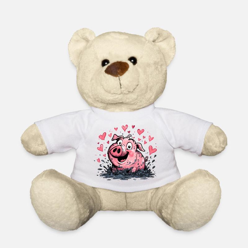 Cœur d’amour Éclaboussure de cochon - Nounours - blanc
