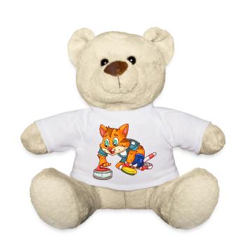 Chat joueur de curling - Nounours - blanc - Devant