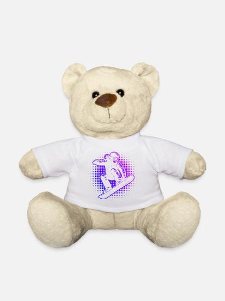 Neon Snowboarder Retro Vaporwave - Teddy Bear - white