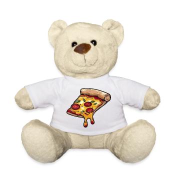 Cartoon Pizza-Scheibe mit Käse - Teddy - Weiß - Vorne