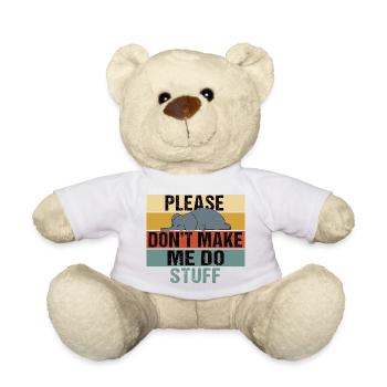 Lazy Elephant Funny Retro Vintage Saying - Teddy Bear - white - Front