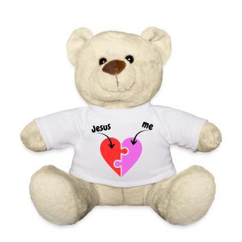 Jesus & me - Heart - Puzzle - christlich - Teddy - Weiß - Vorne