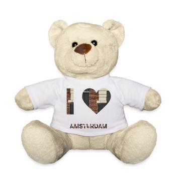 Amsterdam Brick Heart Emblem Tee - Teddy - Weiß - Vorne