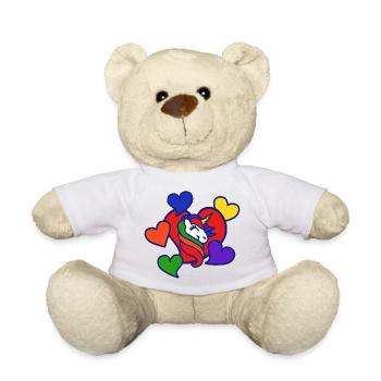 Regenbogenherz-Einhorn - Teddy - Weiß - Vorne