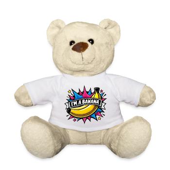 Lustiges Bananen Kostüm Fasching Obst Gelb Süß - Teddy - Weiß - Vorne