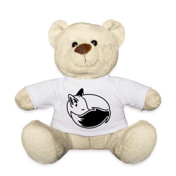 Fuchs eingekuschelt – Kawaii Fox Cartoon Design - Teddy - Weiß - Vorne