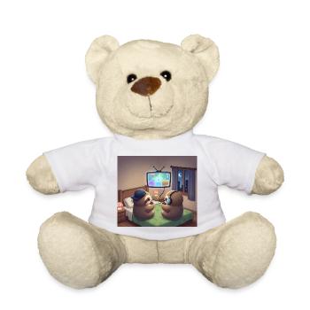 Sloth Night Gamer - Teddy Bear - white - Front