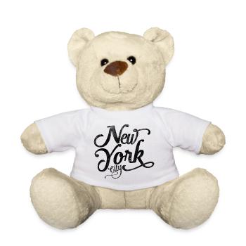 New York City – Schwarze Vintage-Schrift - Teddy - Weiß - Vorne