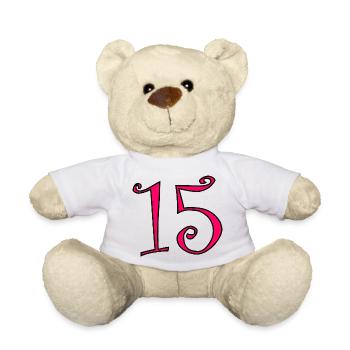 15. 15 YEARS. 15th ANNIVERSARY. 15 YEAR ANNIVERSARY. - Teddy Bear - white - Front