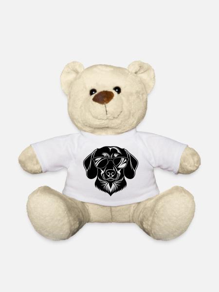 Dachshund Dog Head with Sunglasses - Teddy Bear - white