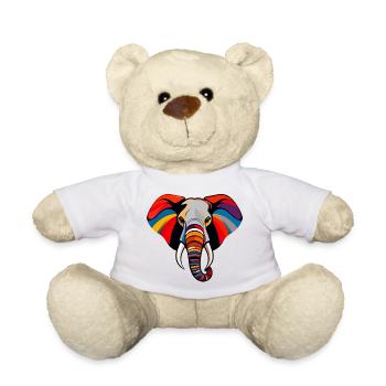Bunter Elefantenkopf Kunst Pop Art Elefant Motiv - Teddy - Weiß - Vorne