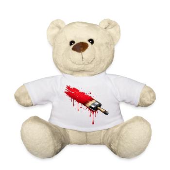 Brush with red paint in graffiti style - Teddy Bear - white - Front