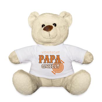 Attention : papa grille une tenue de barbecue drôle - Nounours - blanc - Devant