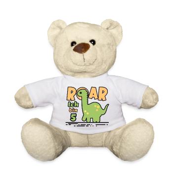 5. Geburtstag Dinosaurier - Teddy - Weiß - Vorne