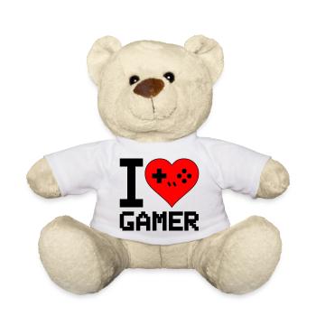Cœur avec la silhouette de manette de jeu - Nounours - blanc - Devant