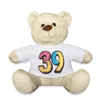 39 Number Colorful - Teddy Bear - white - Front