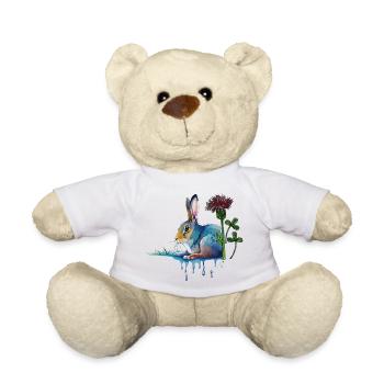 Colorful bunny with clover - Teddy Bear - white - Front