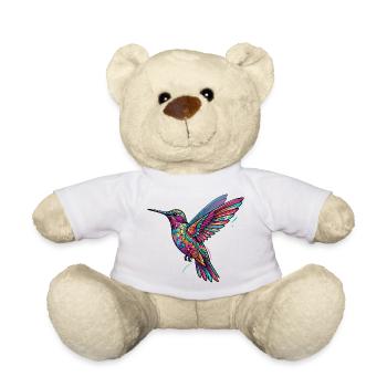 Kaleidoscope Hummingbird Pattern Colorful Hummingbird Flying - Teddy Bear - white - Front