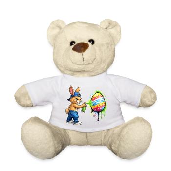 Graffiti bunny with Easter egg - Teddy Bear - white - Front