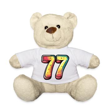 77 Zahl Bunt - Teddy - Weiß - Vorne