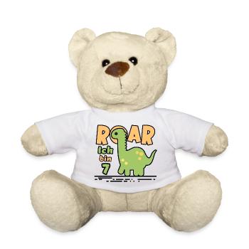 7. Geburtstag Dinosaurier - Teddy - Weiß - Vorne