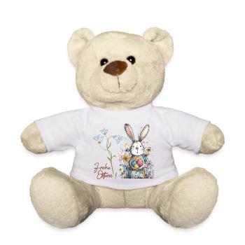 Easter bunny with colorful eggs - Teddy Bear - white - Front