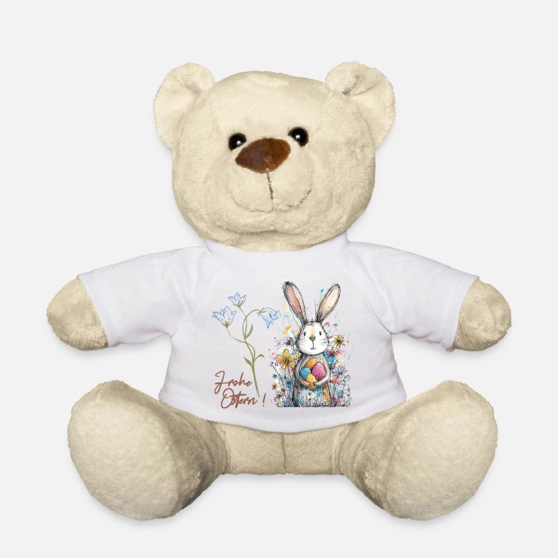 Lapin de Pâques avec des œufs colorés - Nounours - blanc