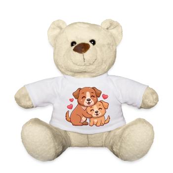 Zwei Welpen Kuschelherz Illustration - Teddy - Weiß - Vorne