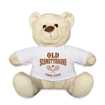 Tennis Fun Shirt, Old Schmetterhand Hoodie, Tote Bag - Teddy Bear - white - Front