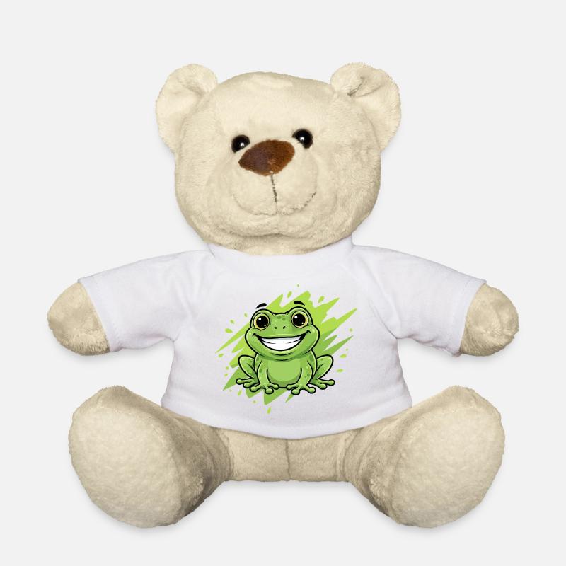 Fröhlicher Frosch Cartoon Grün Neon - Teddy - Weiß