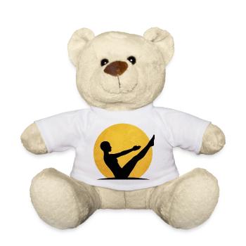 Navasana Yoga Boat Pose Silhouette Sun - Teddy Bear - white - Front