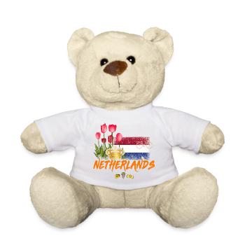 Netherlands Vintage Holland Flag Tulip Souvenir - Teddy Bear - white - Front