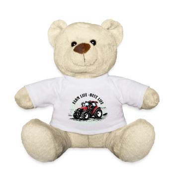 Farm Vibes – Roter Traktor Retro Halftone - Teddy - Weiß - Vorne