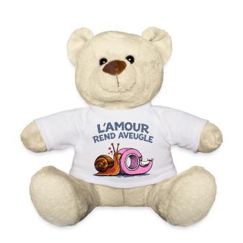 L’amour rend aveugle – humour escargot scotch - Nounours - blanc - Devant