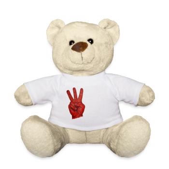 Timbre Deux Main de la Paix Rouge - Nounours - blanc - Devant